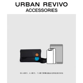 URBAN REVIVO2024秋季男士街潮撞色章仔斜挎包UAMB40152 黑色