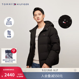 TOMMY HILFIGER【出走都市】24秋冬男防泼水耐磨运动连帽铺棉夹克外套33958 黑色BDS L