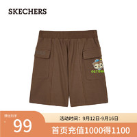 斯凯奇（Skechers）2024夏季男小童针织舒适短裤L224B060 淤泥棕/03UN L