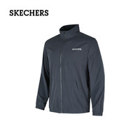 斯凯奇（Skechers）男子户外跑步防风保暖休闲运动弹力外套拉链开衫夹克 炭灰色 L