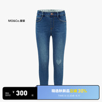little MO&Co.little moco童装24秋装女童弹力修身牛仔裤长裤KBD3JEN025 牛仔蓝色 160/64