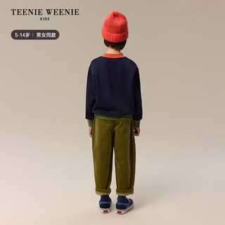 Teenie Weenie Kids小熊童装24秋冬新男女童印花圆领套头加绒卫衣 藏青色 140cm