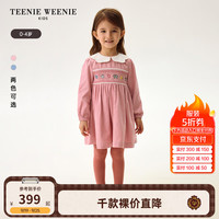 Teenie Weenie Kids小熊童装24秋冬新女宝灯芯绒娃娃领长袖连衣裙
