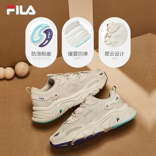 百亿补贴：FILA 斐乐 火星一代女奶白跑步鞋鸽子灰轻便男复古运动休闲鞋老爹鞋