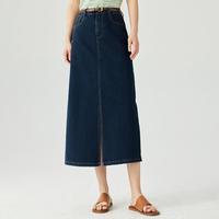 时尚复古开叉牛仔半身裙女2024春秋季高腰显瘦舒适中长裙子