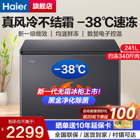 Haier 海尔 风冷无霜冰柜零下38度冷冻柜  241L 升级版风冷无霜  金属面板 黑金净味