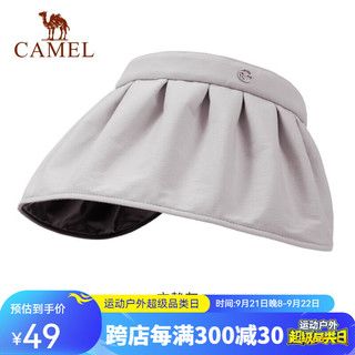 CAMEL 骆驼 空顶黑胶防晒帽女夏季大帽檐太阳帽子贝壳遮阳 宁静灰，133BAPY015 可调节