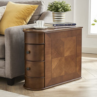 千美居 美式边几移动小茶几 胡桃色80 长80cm 宽27cm 高60cm