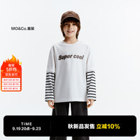 little MO&Co.little moco童装24秋装男童假两件条纹长袖纯棉T恤KBD3TEE014 本白色 140/68