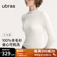 ubras24年可机洗羊毛肌底衣上衣内搭女保暖内衣打底 【半高领】白色 M