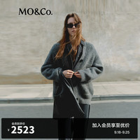 MO&Co.2024秋羊驼毛假两件牛仔布拼接宽松毛织外套MBD3CART10 深花灰色 L/170
