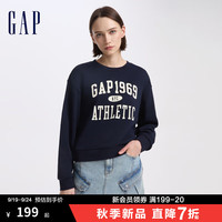 Gap女装2024初秋撞色字母logo圆领卫衣宽松经典款上衣640337 海军蓝 155/76A(XS) 亚洲尺码