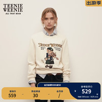 Teenie Weenie小熊2024年秋季学院风松弛感圆领套头卫衣上衣女 象牙白 165/M