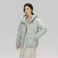 雪中飞 2023连帽立领时尚简约双重保暖大口袋女式短款羽绒服