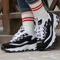 SKECHERS 斯凯奇 女鞋新款复古熊猫鞋轻质缓震运动休闲鞋66666179-BKW ZP