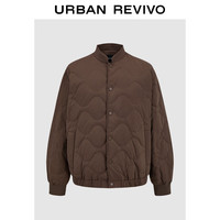 UR2024秋冬男装轻熟时尚水波纹绗缝宽松羽绒服UMM140001 深绿棕 M