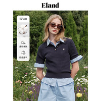 ELAND衣恋POLO衫女基础款百搭针织短袖舒适毛衣T恤新款