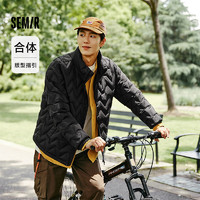 Semir 森马 羽绒服男2024冬季新款防水保暖立领外套简约纯色上衣日常百搭 黑色（灰鸭绒）90001 175/92A/L