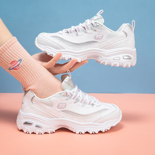 斯凯奇（Skechers）女鞋24秋季经典小白鞋透气熊猫鞋运动休闲鞋厚底增高老爹鞋女 镭射网面透气厚底/记忆鞋垫缓震 38 /8/内长250mm