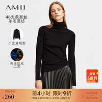 AMII2024冬高领小宽肩修身显瘦丝光毛衣女基础百搭打底12424087 黑色 175/96A/XXL