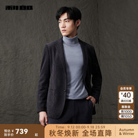 利郎灯芯绒休闲西服男外套修身秋季简约商务男士西装上衣 深灰(23QDX931SA) 180/92A