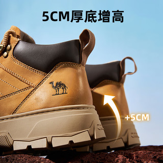 骆驼（CAMEL）2024冬季复古百搭工装靴牛皮户外高帮厚底男鞋 G14W136641 沙漠黄 绒里 44