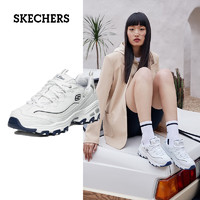 SKECHERS 斯凯奇 小白熊老爹鞋女士增高厚底休闲鞋透气百搭运动鞋 白色/海军蓝色-WNV 38