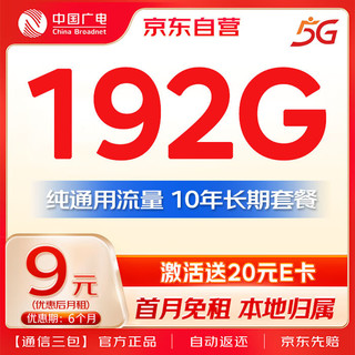 中国广电流量卡9元超低月租全国通用5G长期高速手机卡电话卡纯上网卡大王卡本地卡