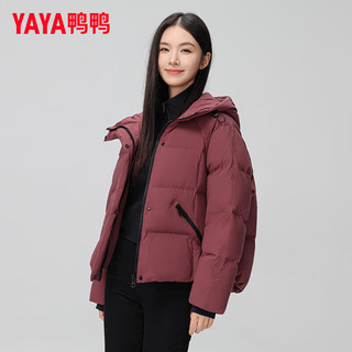 鸭鸭羽绒服鸭鸭（YAYA）羽绒服女短款2024年冬季小个子时尚百搭连帽防风保暖外套ZX 紫色 160/84A(M)