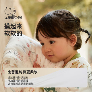 威尔贝鲁（WELLBER）婴儿睡袋儿童分腿防踢被子宝宝儿童柔软纯棉秋冬保暖抗菌厚24 月下森林(薄棉)15-20℃ S(身高80cm以下)