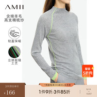 AMII2024秋高级通勤风百搭半高领撞色袖口挺缝工艺修身毛衣女 花灰 160/84A/M