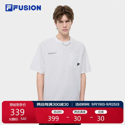 FILA 斐乐 FUSION斐乐潮牌男子针织短袖衫2024秋季时尚休闲宽松T恤