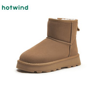 热风靴子2024年秋季女士加绒加厚雪地靴长毛绒保暖厚底短筒靴