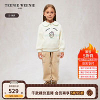 Teenie Weenie Kids小熊童装24秋冬款女童休闲娃娃领加绒套头卫衣 象牙白 160cm