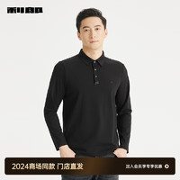 利郎【24秋季】长袖polo衫男锦氨弹力面料商务通勤男士polo衫 亮黑（24QTX3011Y） 165/84A