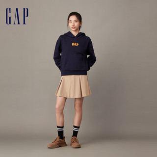 Gap女装冬季款LOGO宽松时尚抓绒卫衣889795连帽衫 海军蓝 170/88A(L)亚洲尺码