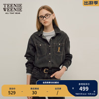 Teenie Weenie小熊秋季复古美式牛仔衬衫外套休闲时尚长袖衬衣 深灰色 165/M