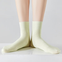 真维斯女装2024夏季 女纯棉舒适薄透气中筒袜（五双装）YM 黑色5-8010 F