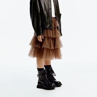 little MO&Co.little moco童装24秋装女童蛋糕裙网纱半身裙短裙KBD3SKT013 赤棕色 130/56