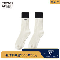 TEENIE WEENIE 小熊撞色字母袜子女2024春夏女袜 象牙白 FRE