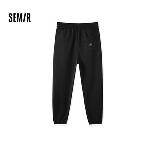 森马（Semir）休闲裤男加绒加厚2024冬季针织束脚裤子oversize百搭长裤 黑色90001 特宽松 185/88A/XXL