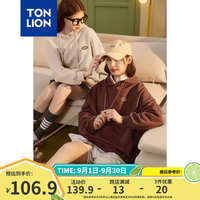 唐狮(TonLion)2024早秋连帽卫衣女字母小众设计感百搭卫衣外套潮流dx 沙砾色 M