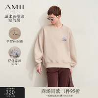 AMII2024秋新款抽象印花字母绣花落肩袖卫衣女超宽松空气层上衣