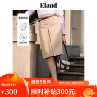 ELAND衣恋半身裙新款女复古风A字半身裙夏季简约半裙女 (36)L/Beige