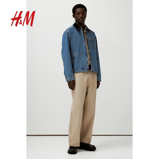 H&M2024秋男装女装时尚休闲标准版型灯芯绒领牛仔外套1234619 米色 180/116 XL