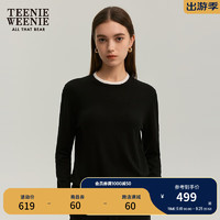 TEENIE WEENIE 小熊2024年秋季可机洗扬子纱假两件毛衣 黑色 175/XL