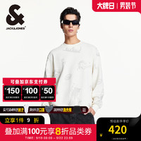 杰克·琼斯（JACK&JONES）秋季舒适百搭华夫格面料衣身图案满印长袖卫衣男装224333025 奶白A42 奶白A42 165/88A/XS