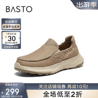 BASTO 百思图 24秋户外休闲布鞋厚底圆头男休闲鞋ETR05CM4 杏色 39