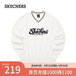 斯凯奇（Skechers）2024夏季男女同款梭织套头时尚L124U156 棉花糖白/0074 XS