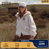 Teenie Weenie小熊女装开衫卫衣2024冬季美式休闲夹克上衣外套 象牙白 165/M